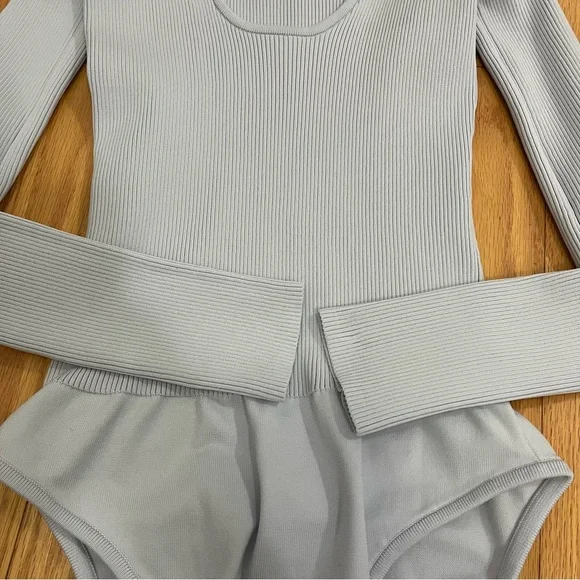 Tibi Tech Rib Bodysuit Light Blue - Picture 7 of 16